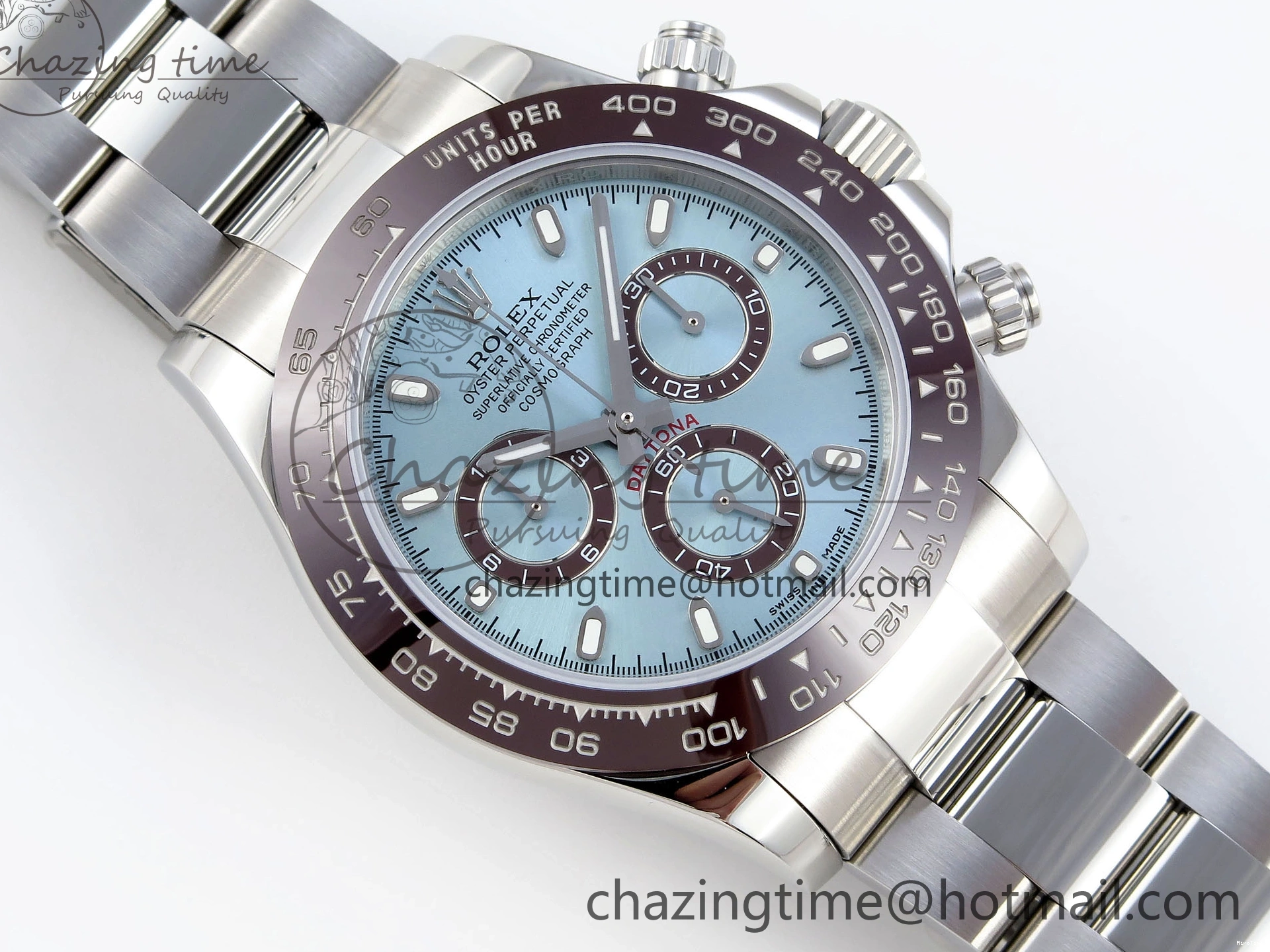MiroTime 0307 TimelessDesign DAYTONA 116506 SS OMF BEST EDITION ICE BLUE DIAL ON SS BRACELET A7750 (SLIM MOVEMENT) 1811